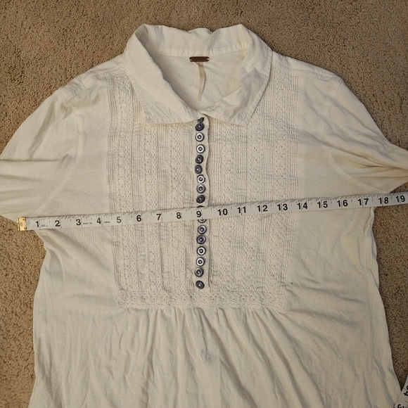 Free People White Boho Snap Up Tunic Top - Picture 11 of 15